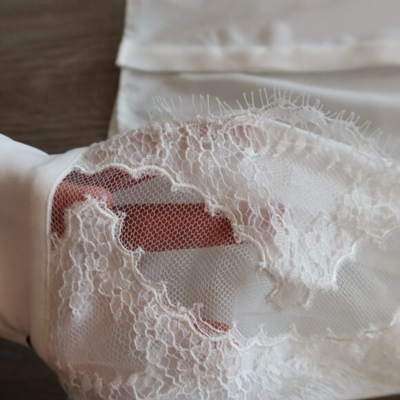 THE KOOPLES womens blouse white lace crepe button 0 romantic formal event girl - Picture 5 of 11